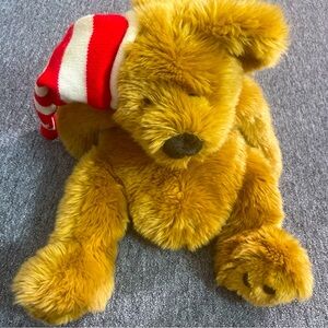 Vintage Benton Bonton Teddy Bear in candy cane striped sleeping cap 17” tall